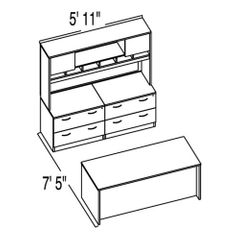 Bush C Series Corsa Mahogany Design 14 - Plan For 5' 11" x 7' 5" Work Station