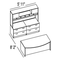 Bush C Series Corsa Medium Cherry Design 18 - Plan For 5' 11" x 8' 2" Work Station