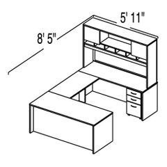 Bush C Series Corsa Mocha Cherry Design 22 - Plan For 5' 11" x 8' 5" Work Station
