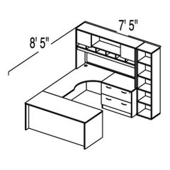 Bush C Series Corsa Mocha Cherry Design 35 - Plan For 7' 5" x 8' 5" Work Station