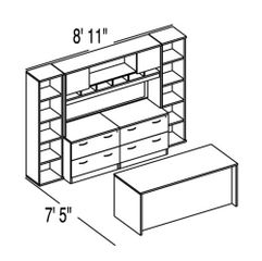 Bush C Series Corsa Mocha Cherry Design 37 - Plan For 7' 5" x 8' 11" Work Station