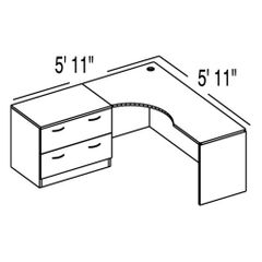 Bush C Series Corsa Mocha Cherry Design 4 - Plan For 5' 11" x 5' 11" Work Station