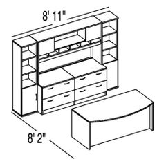 Bush C Series Corsa Mocha Cherry Design 40 - Plan For 8' 2" x 8' 11" Work Station