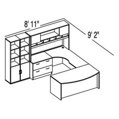 Bush C Series Corsa Mocha Cherry Design 41 - Plan For 8' 11" x 9' 2" Work Station