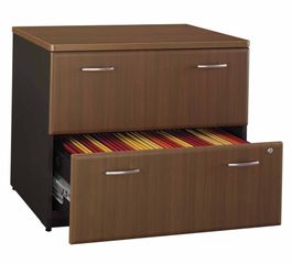 Bush Lateral File Cabinet - Series A Walnut Collection - WC25554
