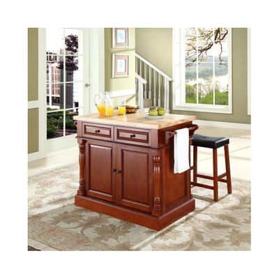 Butcher Block Top Kitchen Island in Cherry with 24