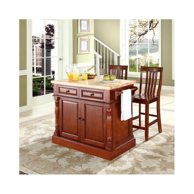 Butcher Block Top Kitchen Island in Cherry with 24