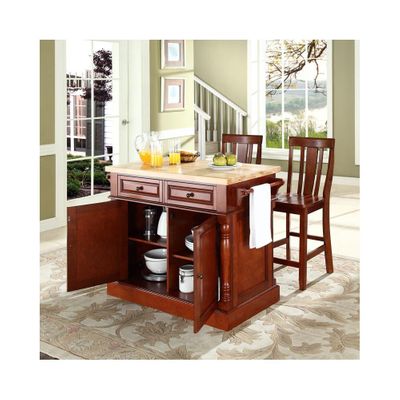 Butcher Block Top Kitchen Island in Cherry with 24