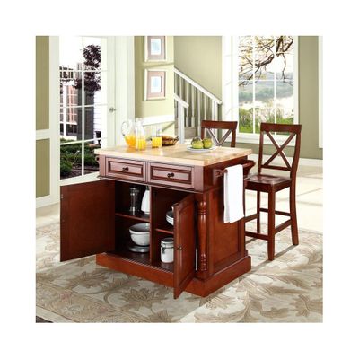 Butcher Block Top Kitchen Island in Cherry with 24