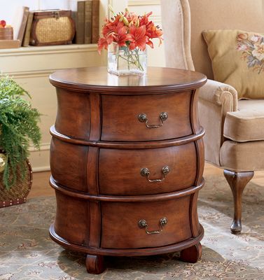 Butler Barrel Table Side Accent Drum Table
