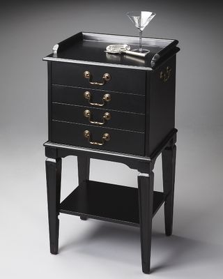 Butler Black Licorice Silver Chest with Felt-Lined Drawers