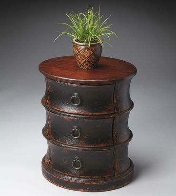 Butler Burnt Eggplant Triple-tiered Oval Drum Table