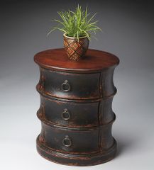 Butler Burnt Eggplant Triple-tiered Oval Drum Table