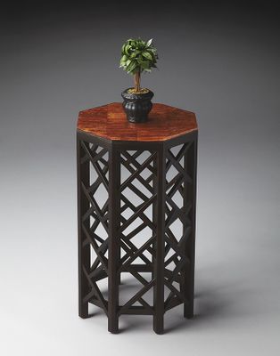Butler Heritage Lattice Base and Coco Bark Tabletop Accent Table