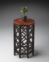 Butler Heritage Lattice Base and Coco Bark Tabletop Accent Table