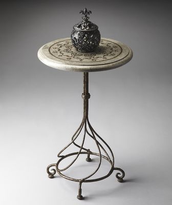 Butler Metalworks Insignia with Swirl Pedestal Accent Table
