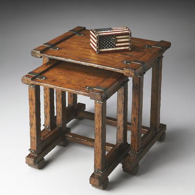 Butler Mountain Lodge Rugged Whiskey Brown Nesting Tables