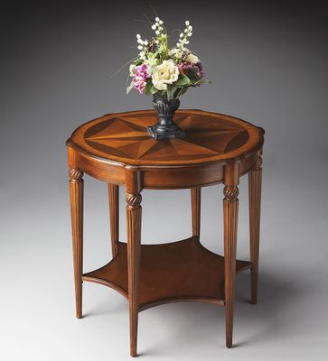 Butler Olive Ash Burl Classic Old World Starburst Accent Table
