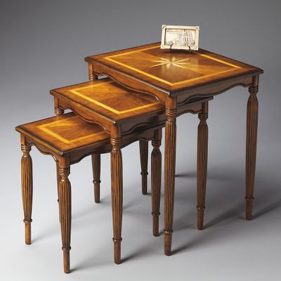 Butler Olive Ash Burl Three Piece Nesting Tables