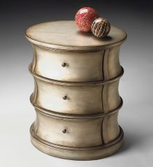 Butler Oval Drum Table Brushed Pewter