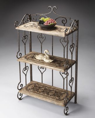 Butler Specialty 3 Shelf Etagere Metalworks Heart Shaped Scroll