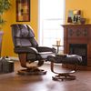 Cafe Brown Leather Recliner and Ottoman - Holly and Martin