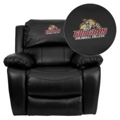 Caldwell College Cougars Embroidered Black Leather Rocker Recliner - MEN-DA3439-91-BK-41012-EMB-GG