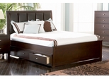 California King Size Bed - Lorretta California King Size Bed with Underbed Storage Drawers in Deep Brown - Coaster - 201511KW-SET