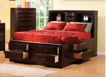 California King Size Bed - Phoenix California King Size Bookcase Chest Bed in Rich Deep Cappuccino - Coaster - 200409KW