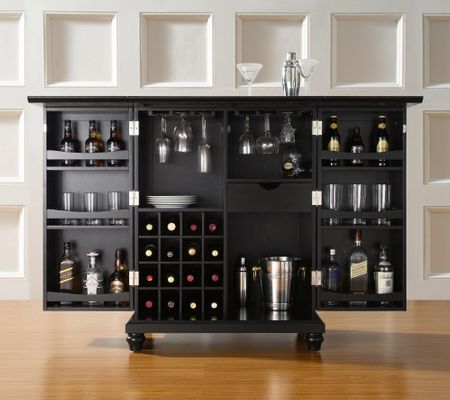 Cambridge Expandable Bar Cabinet in Black Finish - Crosley Furniture - KF40001DBK