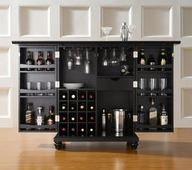 Cambridge Expandable Bar Cabinet in Black Finish - Crosley Furniture - KF40001DBK