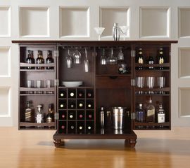 Cambridge Expandable Bar Cabinet in Vintage Mahogany Finish - Crosley Furniture - KF40001DMA