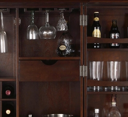 Cambridge Expandable Bar Cabinet in Vintage Mahogany Finish - Crosley Furniture - KF40001DMA