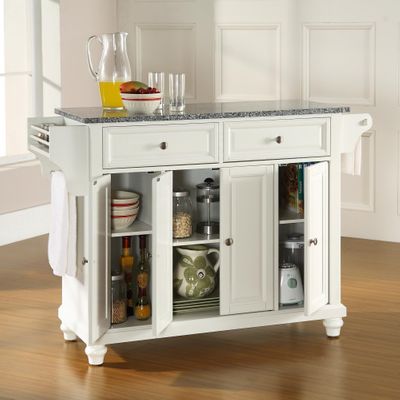 Cambridge Solid Granite Top Kitchen Island in White Finish - Crosley Furniture - KF30003DWH