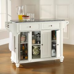 Cambridge Solid Granite Top Kitchen Island in White Finish - Crosley Furniture - KF30003DWH