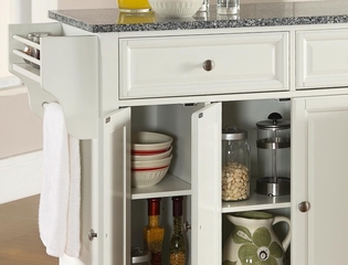 Cambridge Solid Granite Top Kitchen Island in White Finish - Crosley Furniture - KF30003DWH