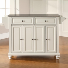 Cambridge Stainless Steel Top Kitchen Island in White Finish - Crosley Furniture - KF30002DWH