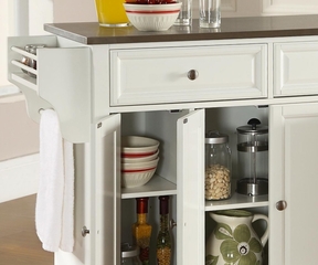 Cambridge Stainless Steel Top Kitchen Island in White Finish - Crosley Furniture - KF30002DWH