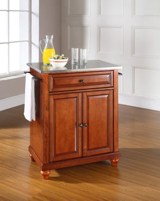 Cambridge Stainless Steel Top Portable Kitchen Island in Classic Cherry - CROSLEY-KF30022DCH
