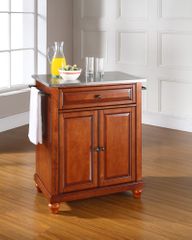 Cambridge Stainless Steel Top Portable Kitchen Island in Classic Cherry - CROSLEY-KF30022DCH