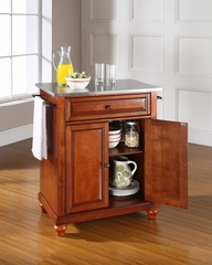 Cambridge Stainless Steel Top Portable Kitchen Island in Classic Cherry - CROSLEY-KF30022DCH