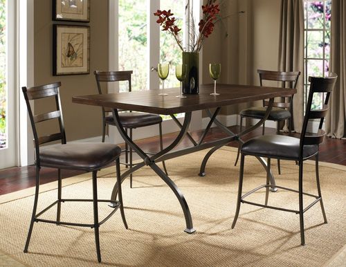 Cameron 5-Piece Counter Height Rectangle Wood Dining Set with Ladder Back Stools - Hillsdale Furniture - 4671CTBRS5