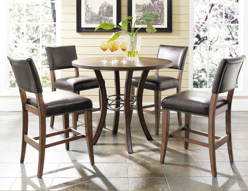 Cameron 5-Piece Counter Height Round Wood Dining Set with Parson Stools - Hillsdale Furniture - 4671CTBWS4