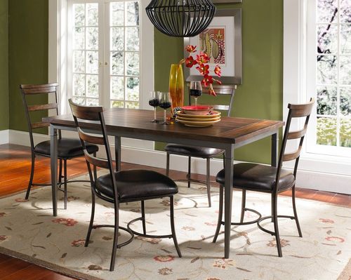 Cameron 5-Piece Rectangle Wood Dining Set with Ladder Back Chairs - Hillsdale Furniture - 4671DTBRC5