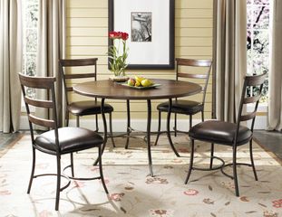 Cameron 5-Piece Round Wood and Metal Dining Set with Ladder Back Chairs - Hillsdale Furniture - 4671DTBC5