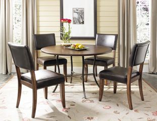 Cameron 5-Piece Round Wood and Metal Dining Set with Parson Chairs - Hillsdale Furniture - 4671DTBC4