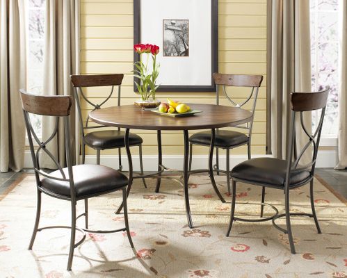 Cameron 5-Piece Round Wood and Metal Dining Set with X Back Chairs - Hillsdale Furniture - 4671DTBC2