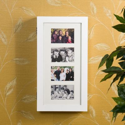 SEI Photo Display Wall-Mount White Jewelry Armoire