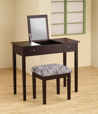 Cappuccino Lift-Top Vanity with Upholstered Stool - 300284