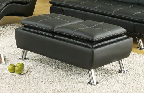 Casual Black Storage Ottoman - 300283